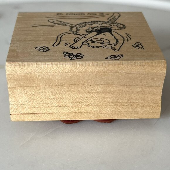 Suzy's Zoo 1982 Ballerina Mouse Stamp Rubber Stampede Vintage Spafford Wood Back - Picture 3 of 8